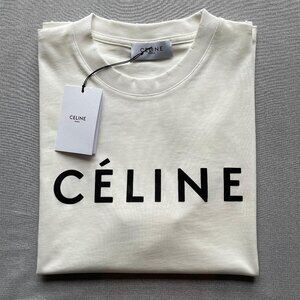 CELINE MEN'S WHITE COLOR COTTON T-SHIRT LARGE